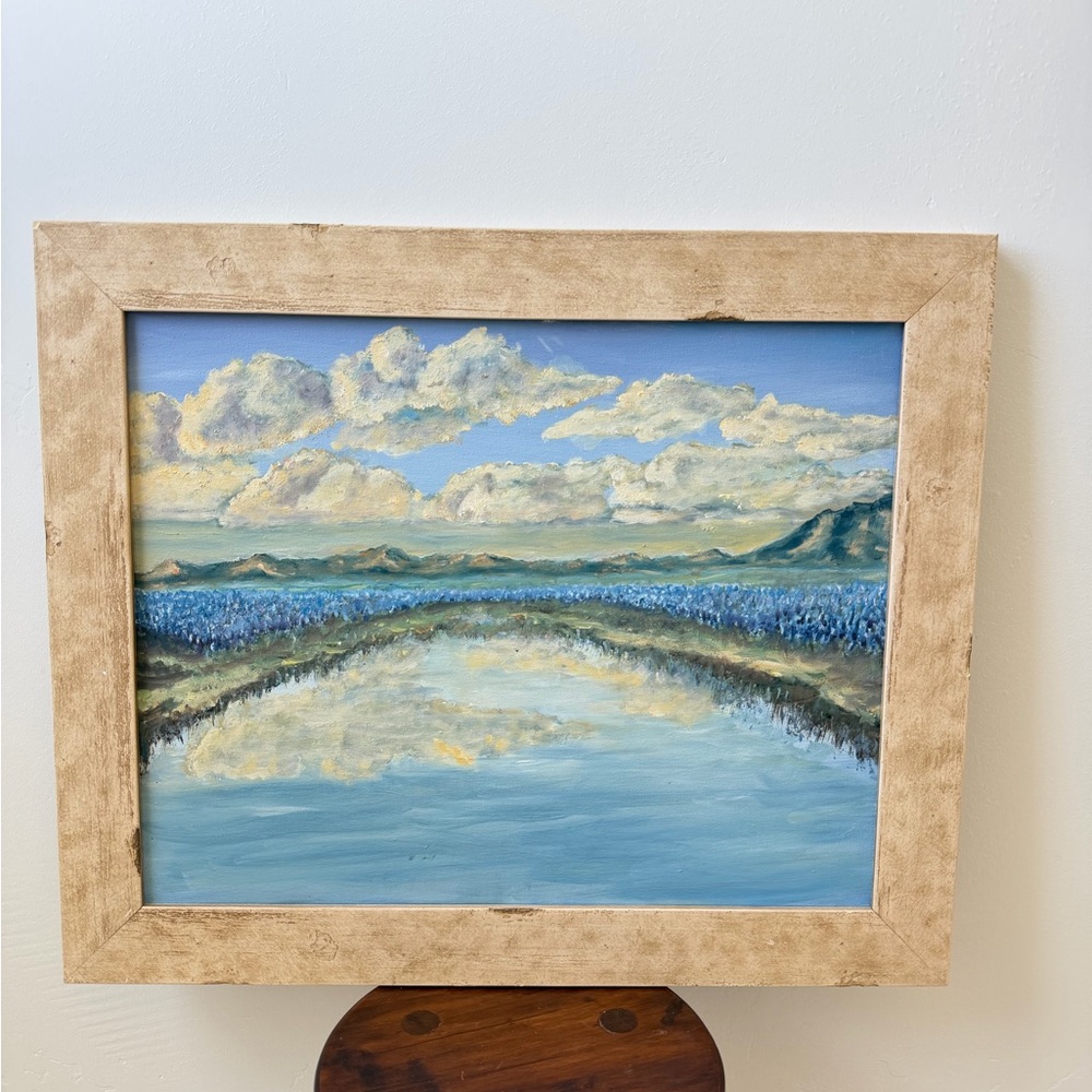 Vintage landscape oil painting original art floral & landscape
